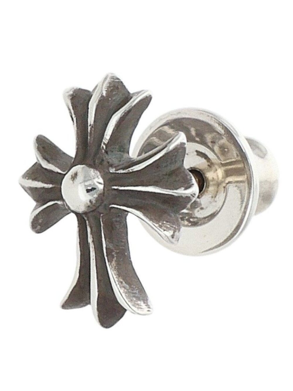 Chrome Hearts No2 CH Cross Stud Silver Earrings